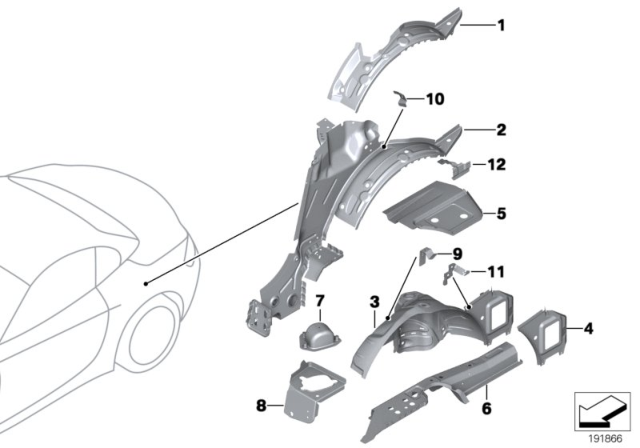 2012 BMW Z4  Left Inner Lateral Trim Panel Diagram for 41007225055