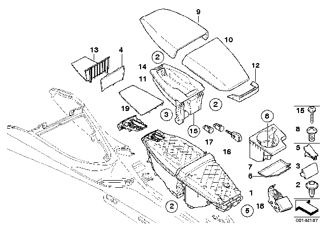 2005 BMW 645Ci  Carrier, Centre Armrest Diagram for 51166951505