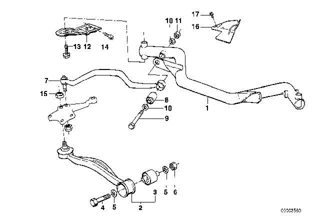 1994 BMW 540i  Cross Member Diagram for 31121141621