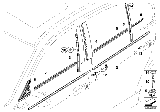 2006 BMW 325xi  Outer Weatherstrip, Rear Left Door Diagram for 51347060249