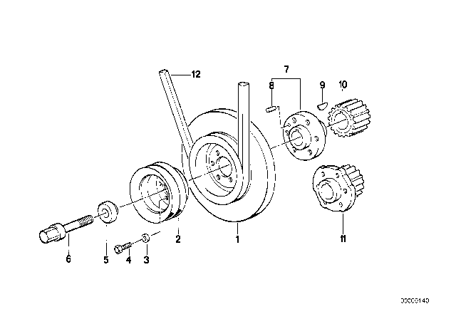 1988 BMW 528e  Crankshaft Timing Belt Gear Diagram for 11211272385