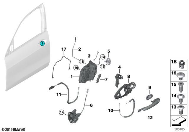2020 BMW X7  Bowd.Cable, Outside Door Hand Diagram for 51217430928