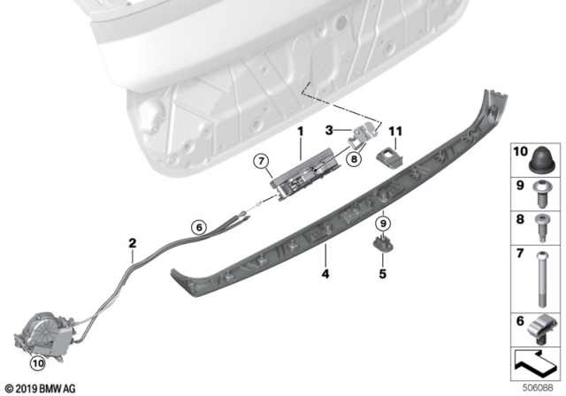 2020 BMW X6  TAILGATE HANDLE STRIP WITH L Diagram for 51137482055