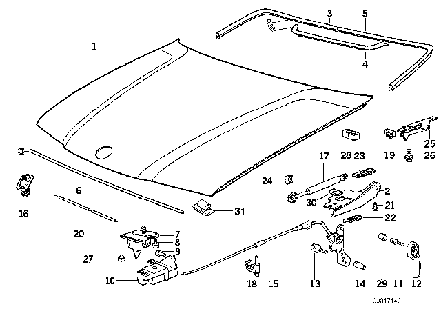 1993 BMW 318i  Hood Lock Diagram for 51238122269