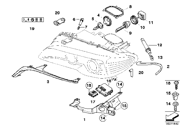 2003 BMW 330Ci  Covering Cap High Beam Diagram for 63126934754
