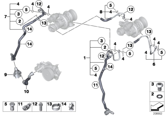 2011 BMW X6  Engine Coolant Hose Right Diagram for 11537591223