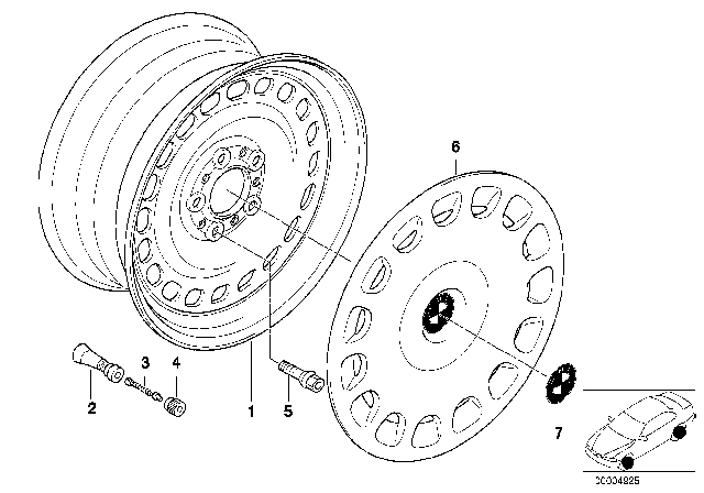 1999 BMW 528i  Light Alloy Rim, Black Diagram for 36111092696