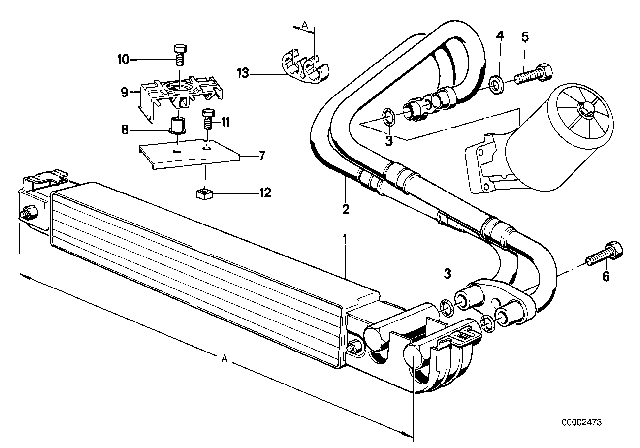 1990 BMW 535i  Oil Cooling Pipe-Plug Type Connection Diagram for 17211712547