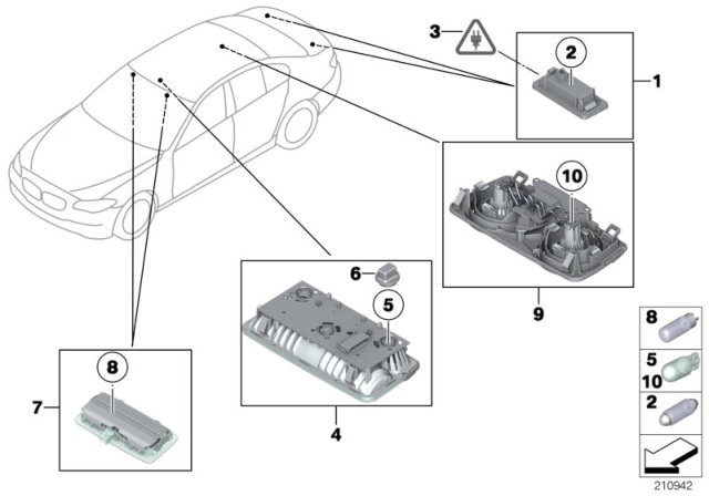 2012 BMW 550i  Interior Light, Adjustable Diagram for 63317960666