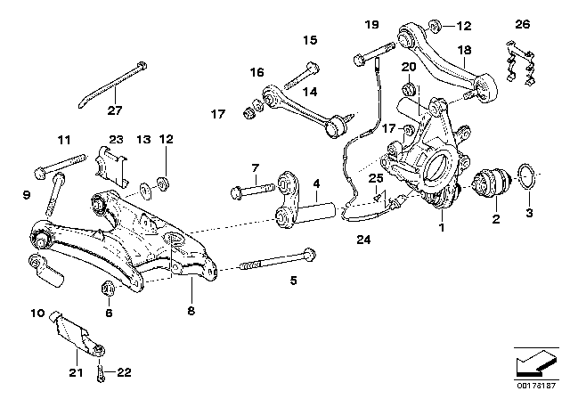 1998 BMW 528i  Wheel Carrier, Rear Left Diagram for 33321091335