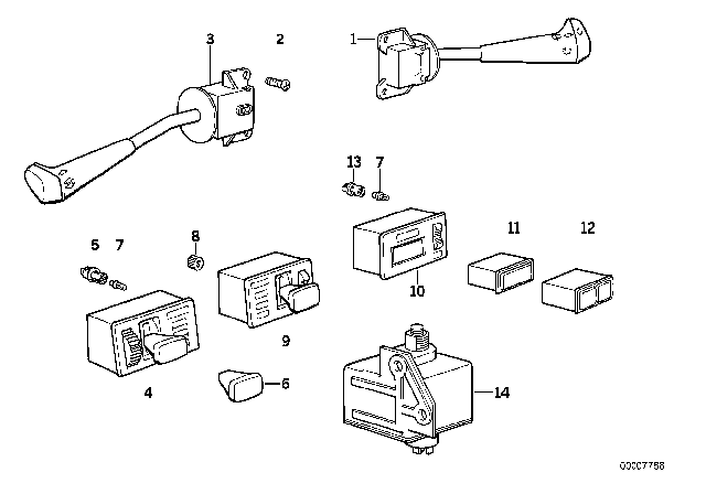 1982 BMW 528e Light Headlamp Dimmer Switch Diagram for 61311369942