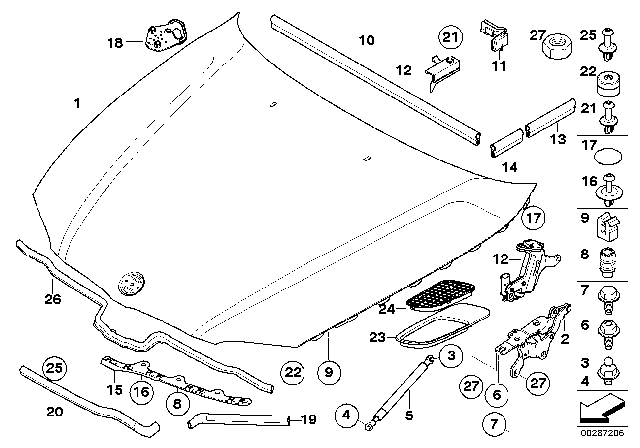 2013 BMW M3  Rear Engine Hood Sealing Diagram for 51717060565