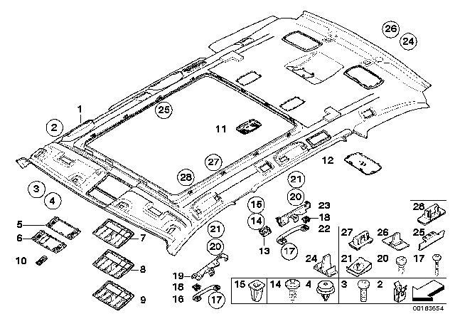 2007 BMW 530xi  Front Headlining Cover Diagram for 51447897583
