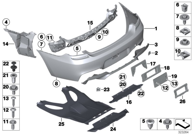 2016 BMW M6 Rear Diffuser Diagram for 51128055229