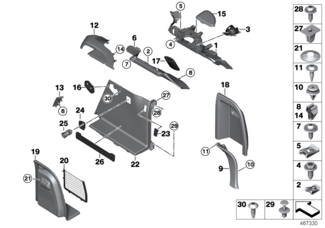 2015 BMW X4  Trim Panel, Railing Left Diagram for 51477337581