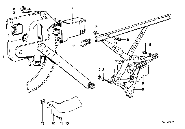 1983 BMW 733i  Rear Right Window Regulator Diagram for 51351868192