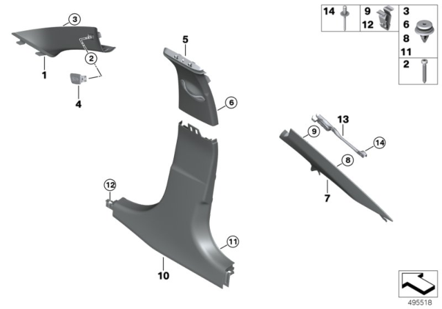 2020 BMW M340i  Left Column A Cover Diagram for 51438079311