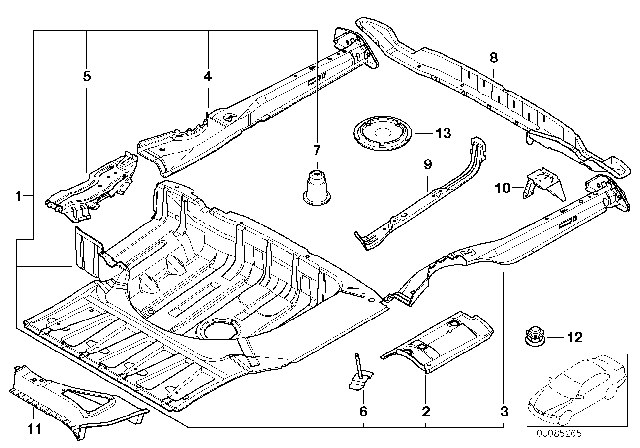 1999 BMW 540i  Left Side Member Diagram for 41118209483