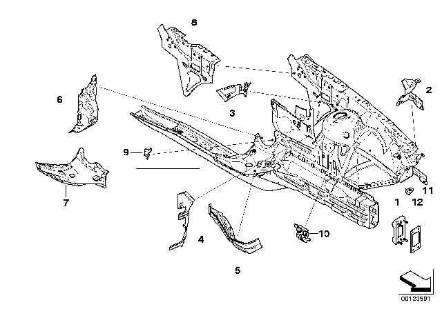 2004 BMW X3  Reinforcement, Bulkhead Left Diagram for 41113403487