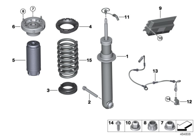2018 BMW M5  REAR SPRING STRUT ASSY EDC Diagram for 33508074121