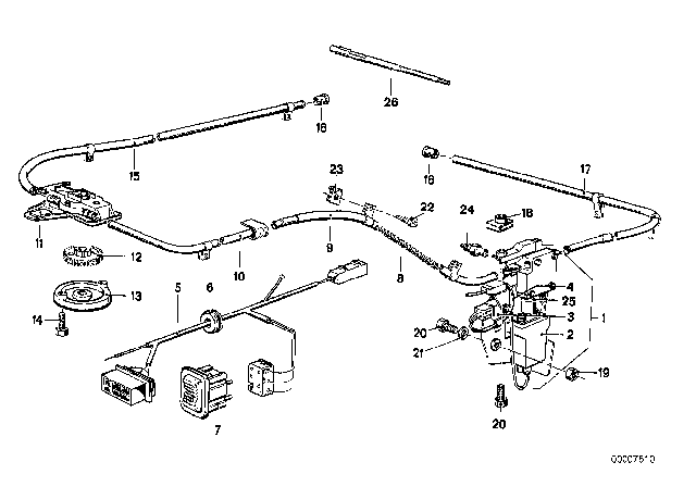 1975 BMW 530i  Drive Cable Diagram for 54121857873