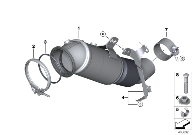 2018 BMW 740i xDrive  Holder Catalytic Converter Near Engine Diagram for 18327643154