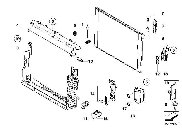 2004 BMW 545i  Radiator Diagram for 17117532770