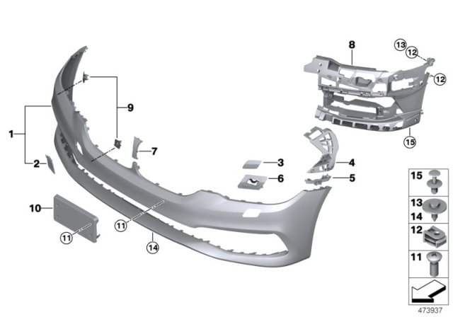 2020 BMW 540i Support, Fog Lamp Left Diagram for 51117385345