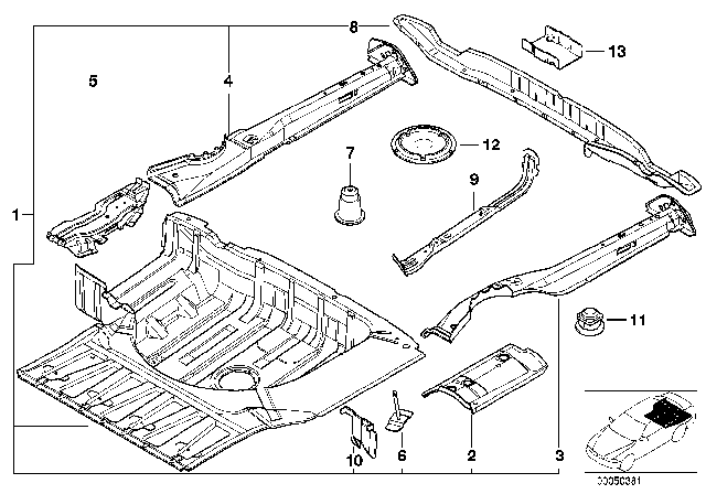 2000 BMW 540i  Right Side Member Diagram for 41118209464