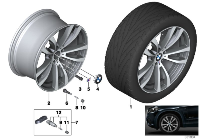 2014 BMW X5 Hubcap Diagram for 36136783536