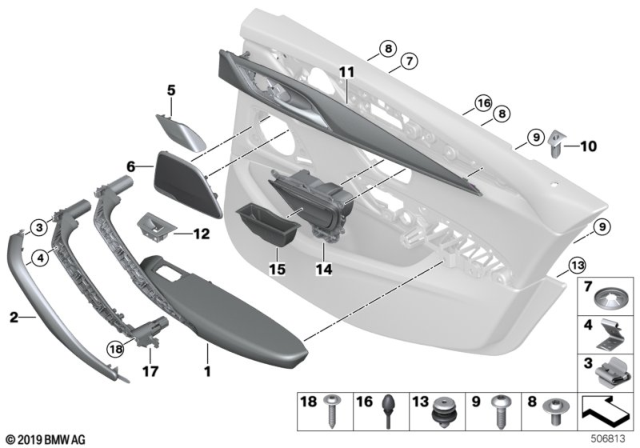 2018 BMW 540i  SUPPORT, PULL STRAP, LEFT Diagram for 51427438765