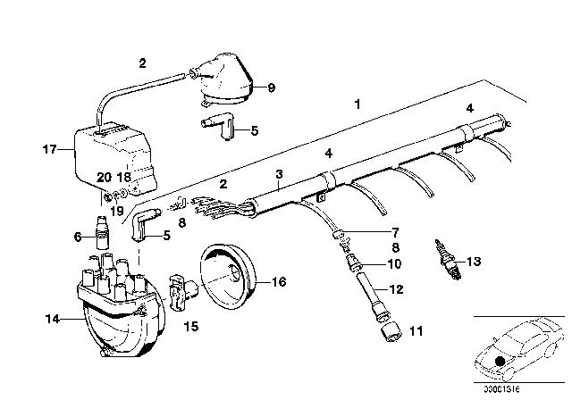 1980 BMW 633CSi  Suppressing Socket Diagram for 12121289837