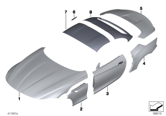 2015 BMW Z4  Fill-In Flap, Primed Diagram for 51177191283