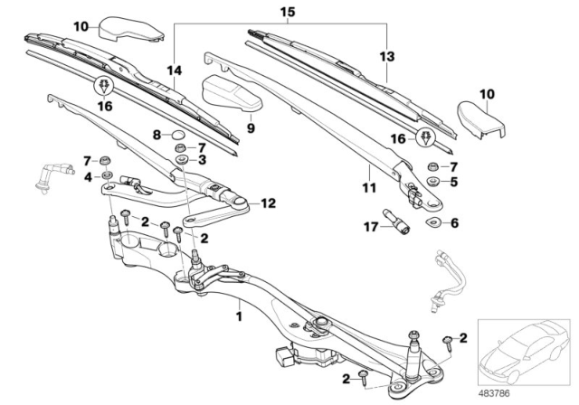 2005 BMW 760i  Wiper Arm Cover Diagram for 61618226006