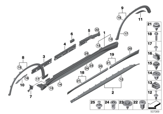 2020 BMW X1 Expanding Rivet, Black Diagram for 51777171004
