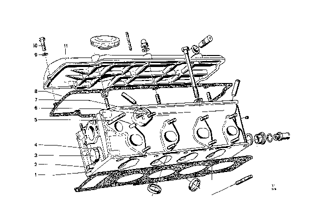 1969 BMW 2000  Cylinder Head Cover Diagram for 11121270360