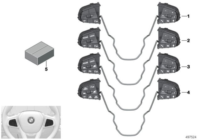 2020 BMW 330i xDrive  SWITCH, MULTIFUNCT. STEERING Diagram for 61319461232