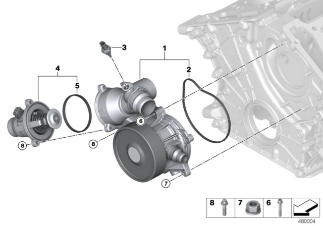 2017 BMW M760i xDrive  Water Pump Diagram for 11518657274