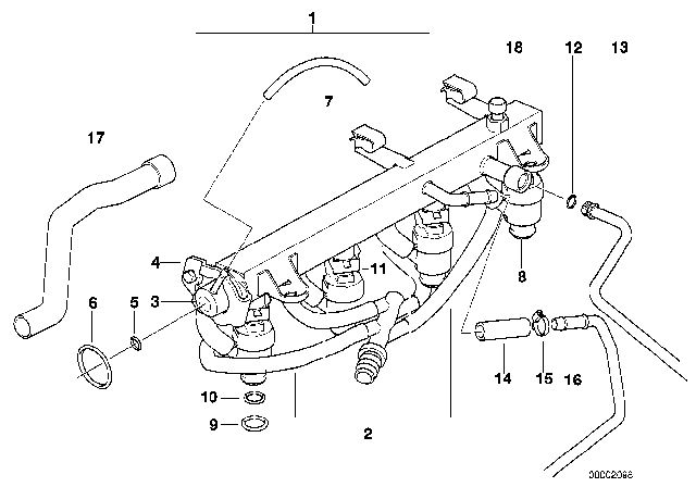 1996 BMW 318is  Air Flow Injection Valve Diagram for 13641247196
