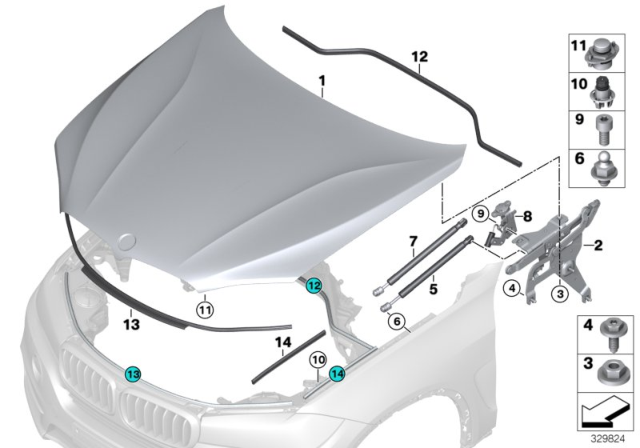 2016 BMW X5 Rear Engine Hood Sealing Diagram for 51767294489