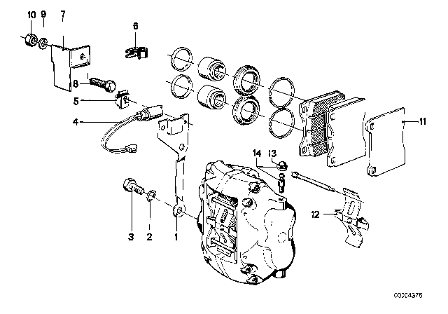 1982 BMW 733i  Holder Diagram for 34111119103
