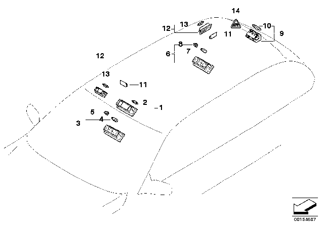 2005 BMW 325xi  Interior Reading Light, Rear Centre Diagram for 63316961998