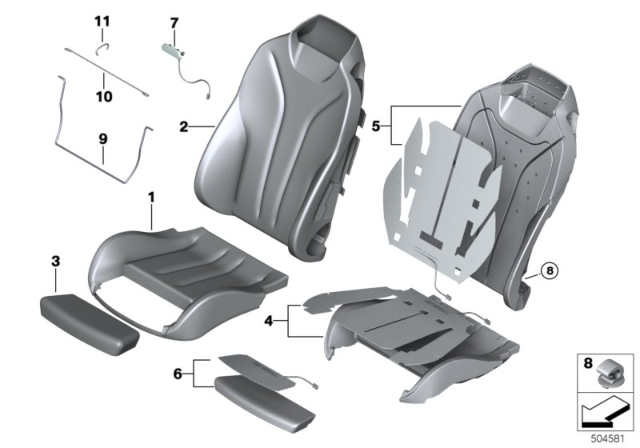 2017 BMW M4  M Trim, Backrest Diagram for 52108058223
