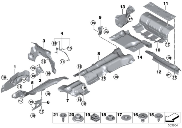 2020 BMW M8  LEFT ENGINE SUPPORT HEAT INS Diagram for 51488081673