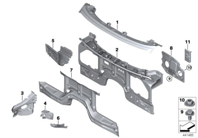 2007 BMW X5  Cross Member, Splash Wall Diagram for 41117174370