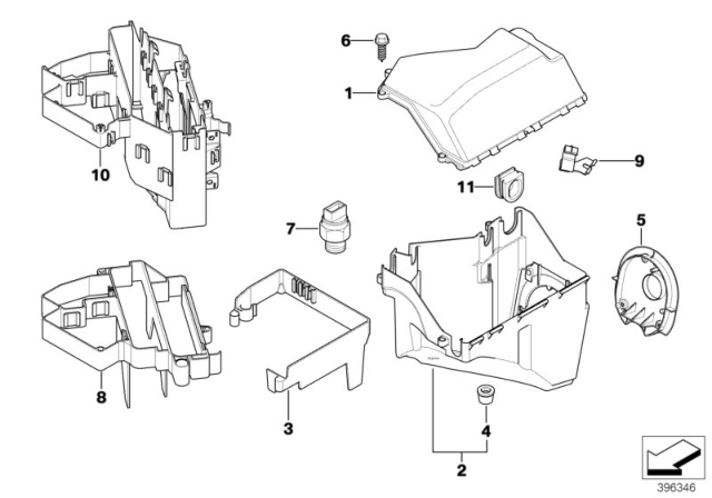 2001 BMW 330Ci  Cover Electronic-Box Diagram for 12901436443