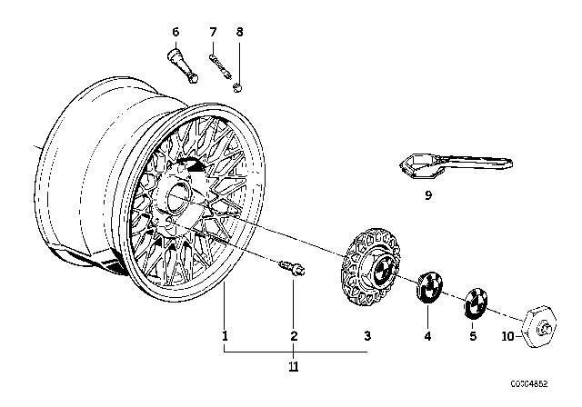 1989 BMW 325is Light Alloy Rim, Silver Diagram for 36111179066