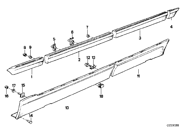 1987 BMW 735i  Moulding Fender Front Left Diagram for 51131969207
