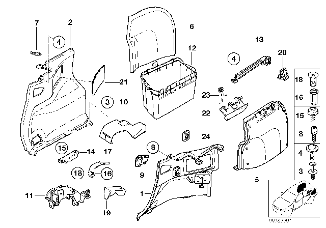 2002 BMW 325xi Locking Bar Left Diagram for 51717038095
