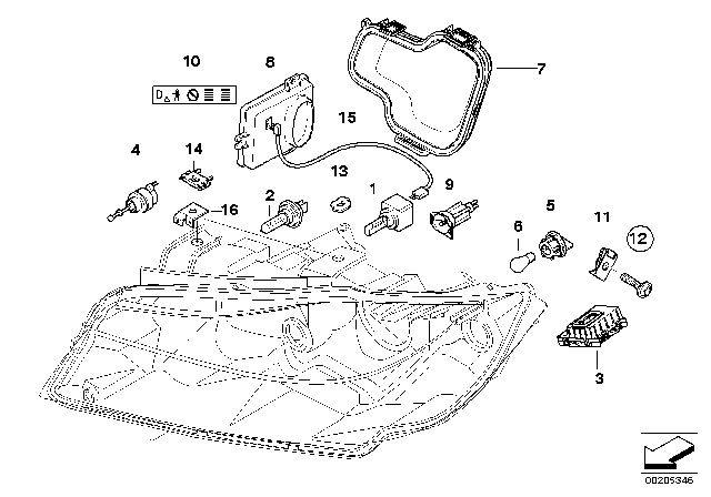 2007 BMW 323i  Repair Clip, Zkw, Interior Left Diagram for 63117175205
